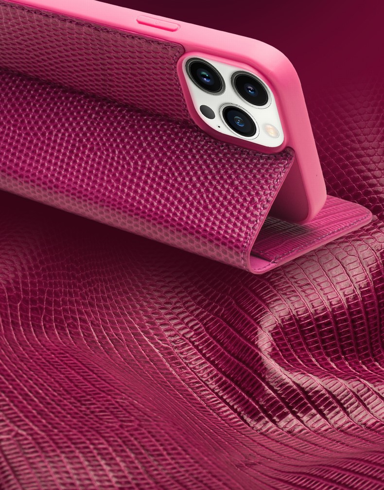 Ốp lưng da thật iPhone 15 Pro Max chống rơi, bảo vệ toàn diện — IPhone15 plus cá sấu đỏ hồng, IPhone15 pro cá sấu đỏ hồng chi tiết 7