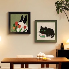 中世スタイルのレストラン装飾絵画動物ドーパミンリビングルームソファ背景吊り絵画レトロハイエンド寝室壁画