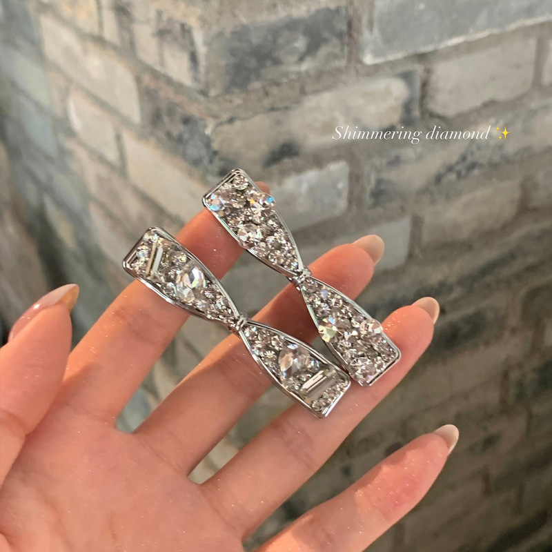 爆闪锆石蝴蝶结发夹女精致侧边夹高级感发卡前额刘海夹头饰发饰|undefined