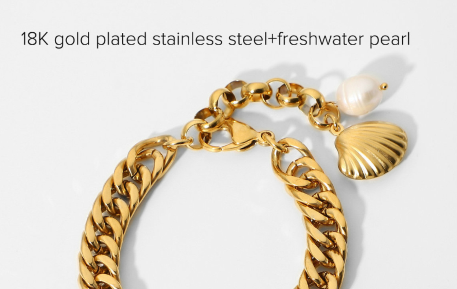 Fashion Freshwater Pearl 18K Gold Plated Stainless Steel Braceletpicture8