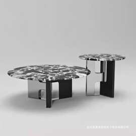 2025新款茶几天然大理石意式极简客厅家用可移动创意组合创意设计