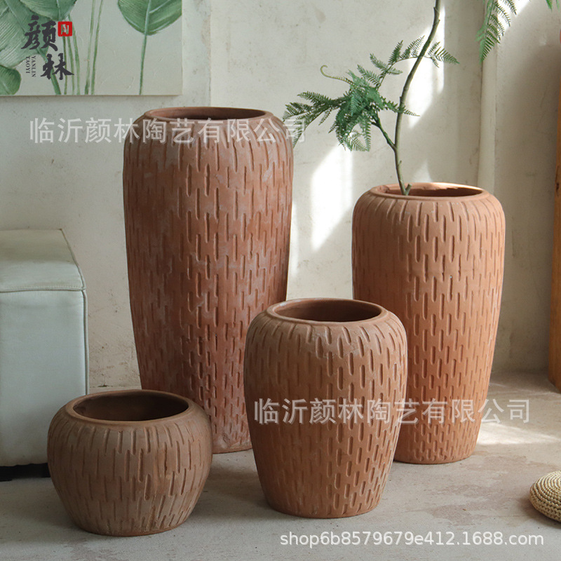 Arte de cerámica roja maceta de cerámica gruesa estilo americano retrógrado cerámica roja estilo europeo jardín paisaje plantación combinación de maceta transpirable