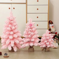国境を越えた新しいピンクの尖った雪のミニクリスマスツリー30cmクリスマス雪のデスクトップのショーウインドー装飾