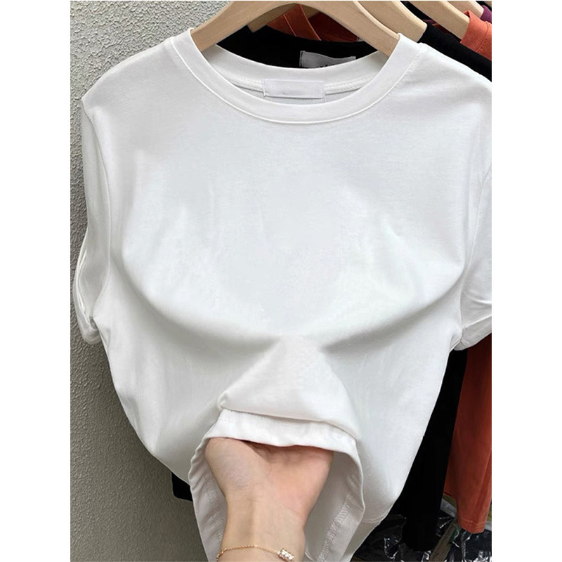 Fashionable Trendy Brand Women's Short-Sleeve T-Shirt with Brushed Fabric, 2026 New Style, Thickened Pure Cotton, High-Quality White Base Shirt Fashionable Trendy Brand Women's Short-Sleeve T-Shirt with Brushed Fabric, 2026 New Style, Thickened Pure Cotton, High-Quality White Base Shirt