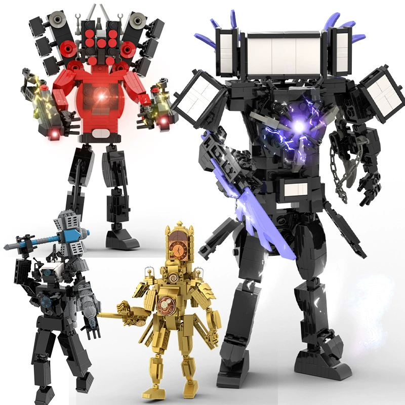 Модульная сборочная фигура серия Titan, множество вариантов включая позолоченные и подвижные минифигуры 12 см