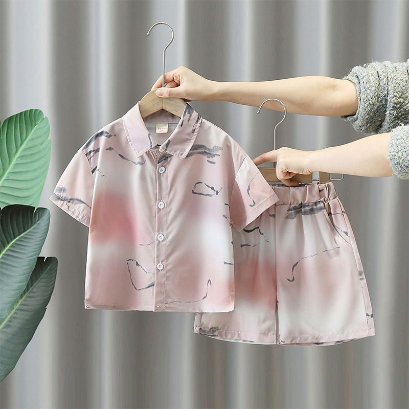 7809 Ropa para niños Traje de verano para niños Hermoso traje de dos piezas de moda para niños pequeños y medianos Camisa delgada de verano para niños pequeños y medianos