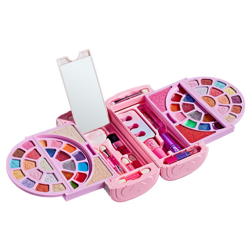 Transfronterizos niños simulación de joyas de maquillaje esmalte de uñas casa maquillaje lápiz labial caja de mano mesa de maquillaje juguetes