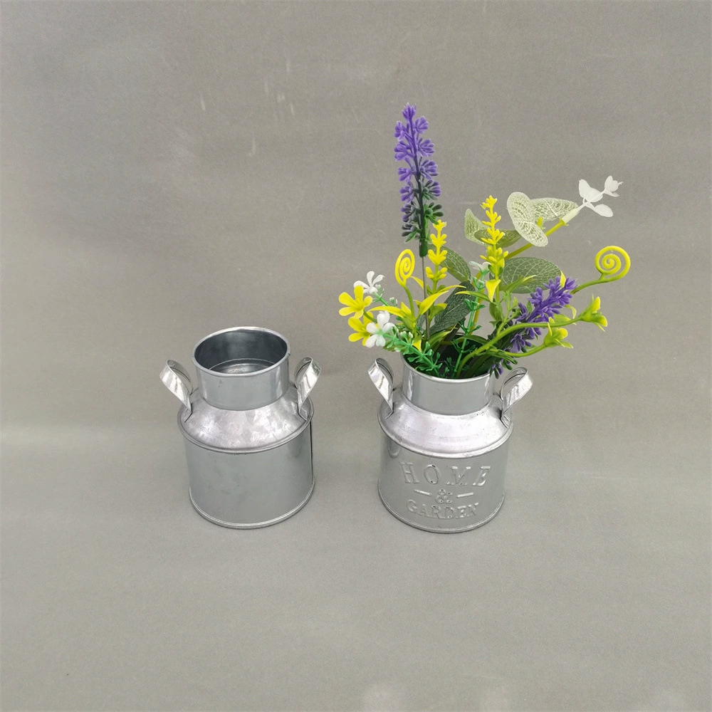Оцинкованное железо натуральный цвет молочный горшок мясистый Железный цветочный горшок завод оптом творческое Садоводство настольное Горшечное растение