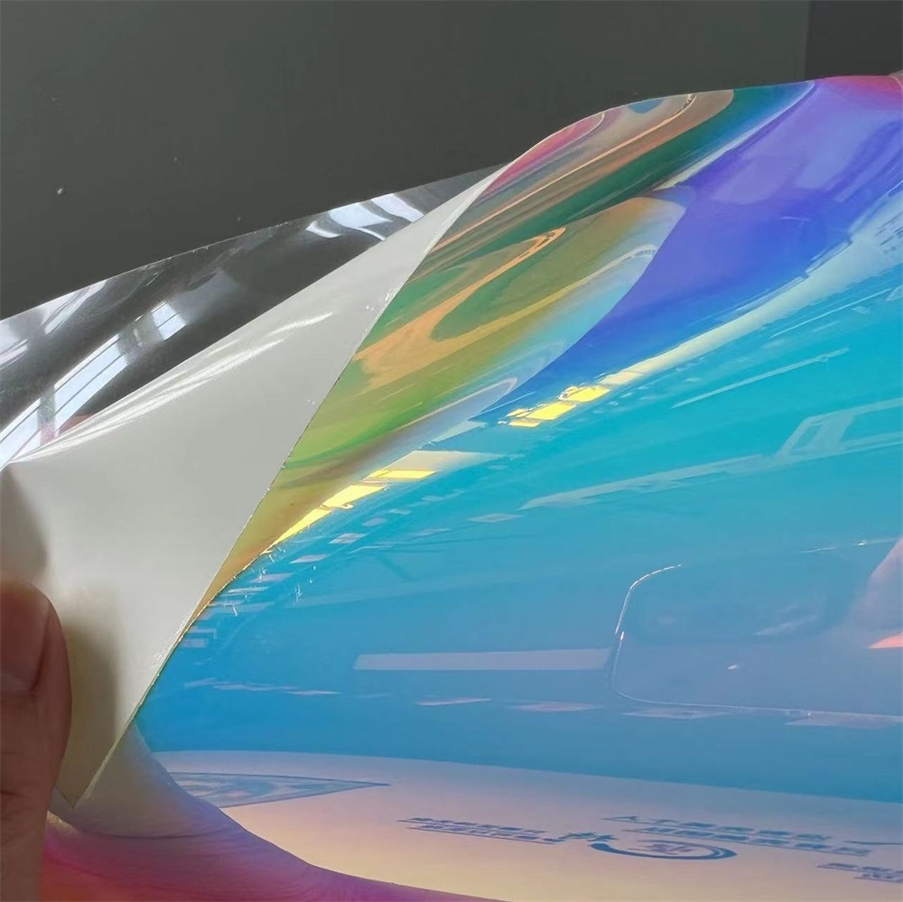 镭射幻彩夜光膜可模切炫彩发光荧光膜汽车轮廓用渐变色七彩荧光贴
