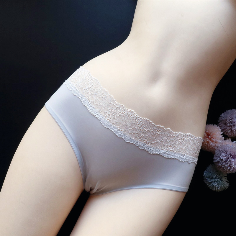 欧米のマスクの薄いタイプの女性のレースの1枚の形の無痕の下着の女性の氷の糸の低い腰の女性の三角のズボンの純綿のランク|undefined