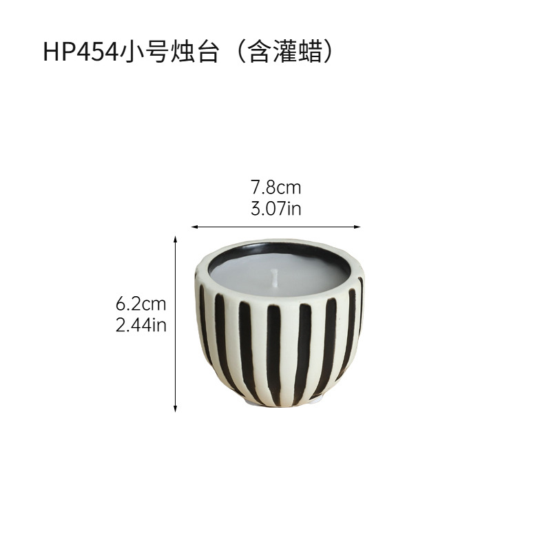 Moderno simple ins candelabro de cerámica creativa base de vela de rayas blancas y negras decoración de mesa decoración suave