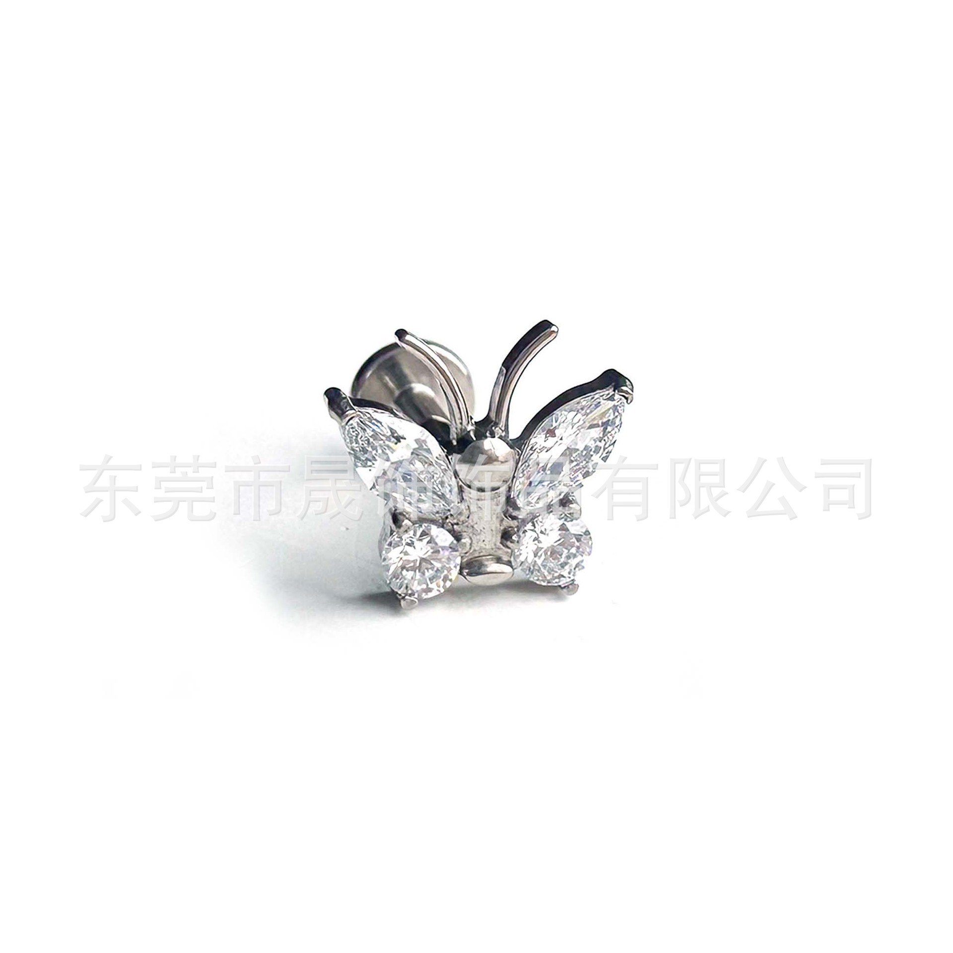 F136 Titanium 触角 Butterfly Cubic Zirconia Ear Stud Helix Cartilage Stud G23 Implant Grade Titanium Labret Stud 人体 Piercing Jewelry