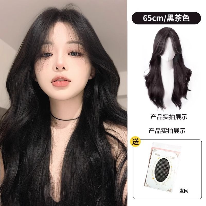 Ordinary middle-parted style [dark brown] + hair net