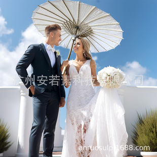 Cross-border Hot-selling White Embryos Oil Paper Umbrella for Wedding in Europe and America DIY Handmade Painting Blank Paper Umbrella Decorative Umbrella