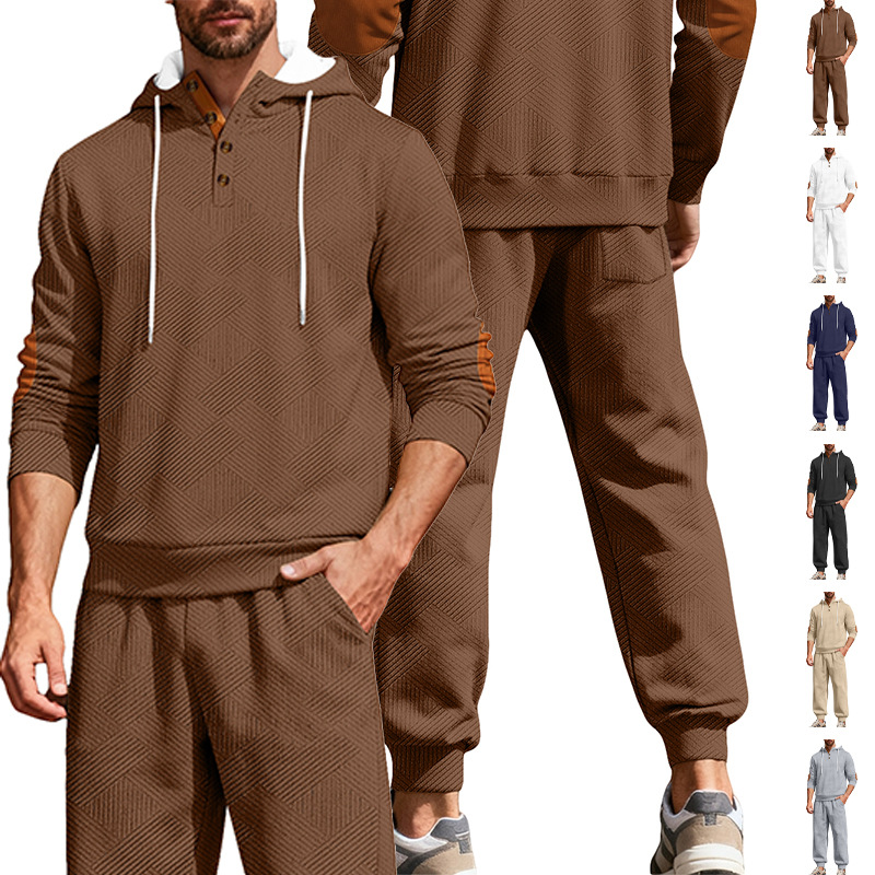 Transfronterizos otoño y invierno hombres europeos y estadounidenses Amazon dos piezas Jacquard callejera moda ocio deportivo con sombrero