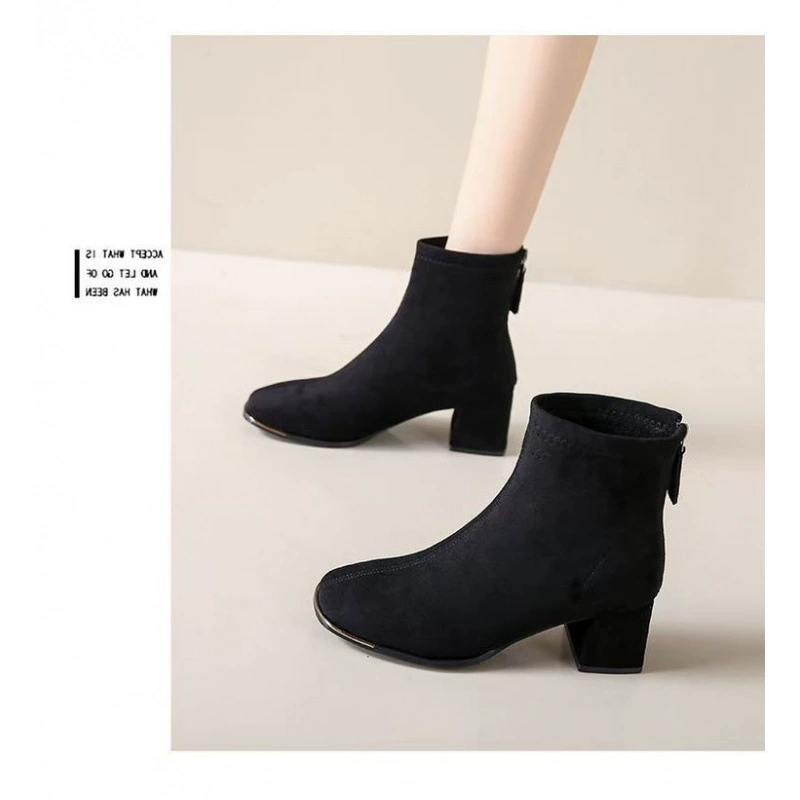 Ботинки‑челси (Martens) с высоким флисом и эластичным верхом, демисезонные, французский стиль, 35–40