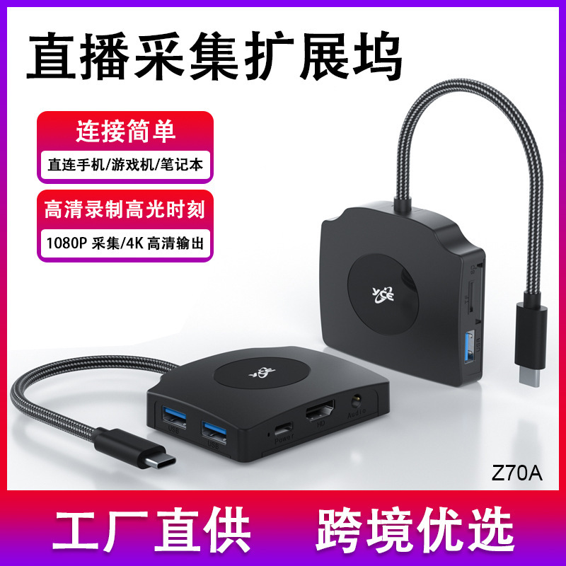 Wow, Type-C Video Capture Docking Station 1080P/60Hz High-Definition Capture Card USB Hub Card Reader Converter