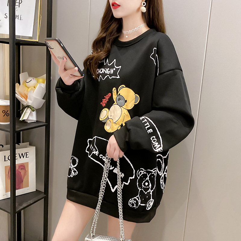 22年プラスベルベット厚みのある韓国女性の大型ルーズファッショントレンドワイルドセーターtシャツ 最大56 Offクーポン