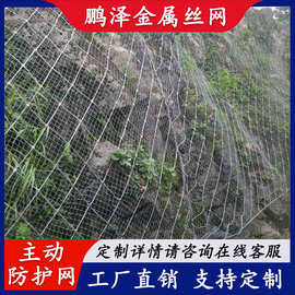 主动防护网固土护坡钢绳网 公路道路山体落石防坠网 菱形 格栅网
