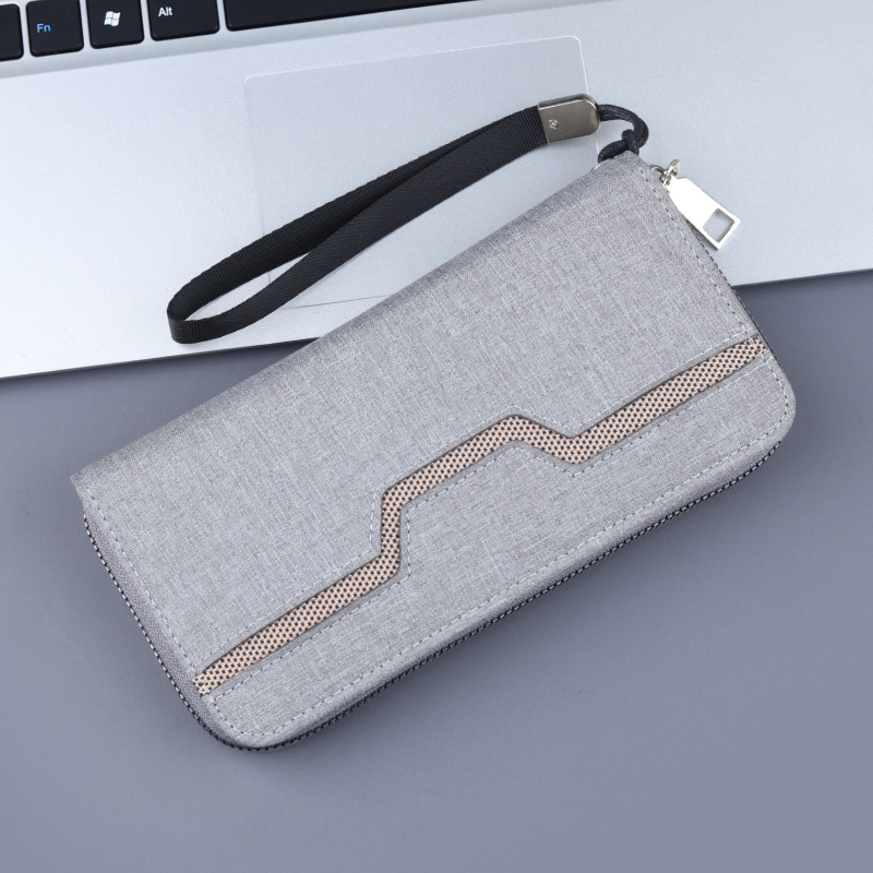 Canvas Clutch Herren Geldbörse Langer Reißverschluss Clutch Herren Handytasche Herren Geldbörse mit großer Kapazität Handschlaufe_voghion.com