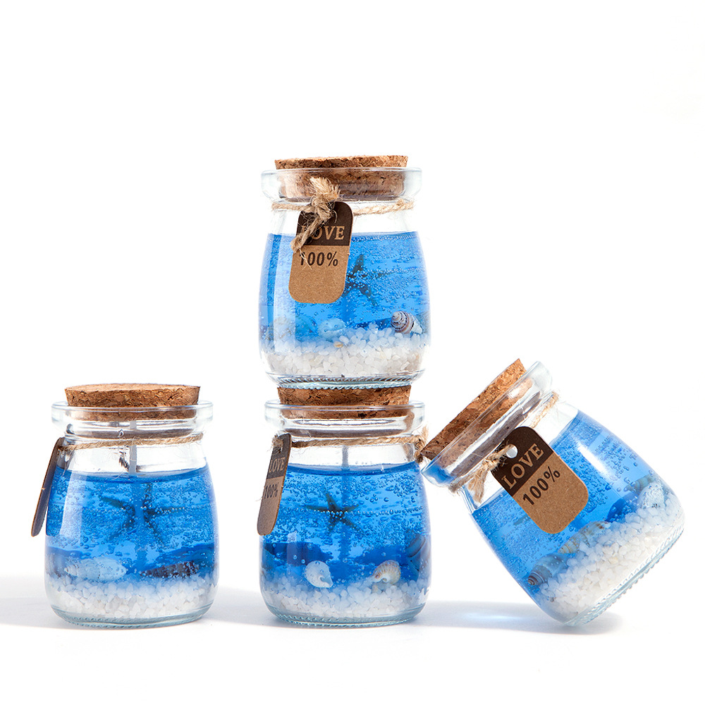 Set di candele in cera gelatinosa profumate senza fumo al profumo di oceano transfrontaliero in bottiglia regalo_voghion.com