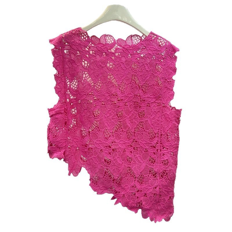 Chaleco sin mangas irregular bordado de encaje de mujer hueco 2025 verano nuevo estilo exterior chaleco blusa blusa marea image 5