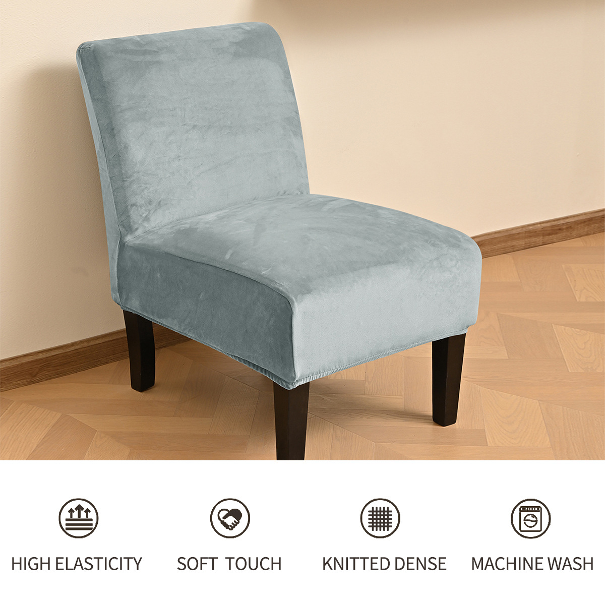 Nuevo estilo transfronterizo, funda de taburete de terciopelo plateado elástico, a prueba de polvo, funda de taburete de terciopelo europeo y americano, funda de silla TEMU