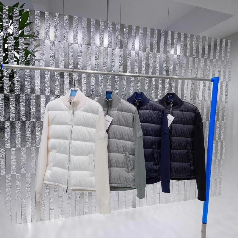 Foreign Trade Factory D Brand Oblique Full-Print Knitted Stand-Collar down Jacket, Warm Unisex Autumn and Winter Coat