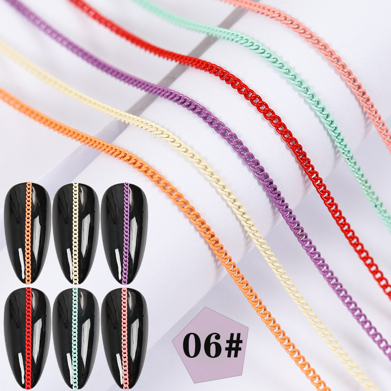 Super Value Six Packaging Japanese Style Creative Nail Decorative Chain Pearl Rhinestone Chain Nail Metal Color Retention Chain Wholesale display picture 5