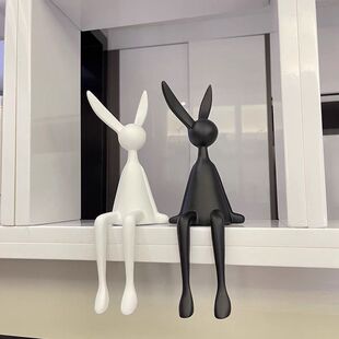 White Rabbit Sitting Posture Ornaments High-block Creative Living Room Entrance Display TV Cabinet Resin Acrylic Sculpture Decoration