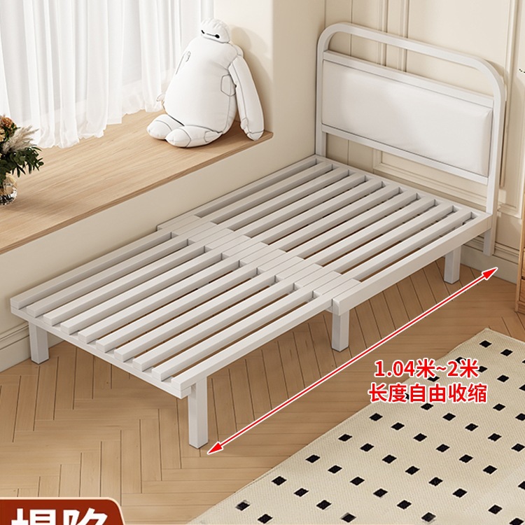 Retractable Wrought Iron Bed Master and Secondary Bedroom Tatami Bed Frame Thickeneded Internet Celebrity Single Bed Retractable Bed Customizable Steel Frame