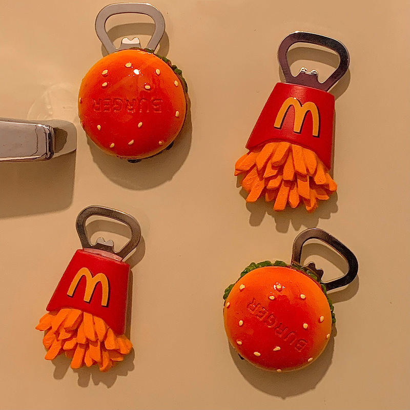 ハンバーグマグネット家庭用の個性的なアイデアビールの栓抜き冷蔵庫に磁気を貼って酒の瓶を開けます。|undefined