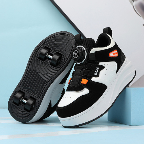 Four-Wheeled Children's Roller Shoes for Boys and Girls, Dual-Row Invisible Wheels, Wheeled Sneakers for Boys and Girls