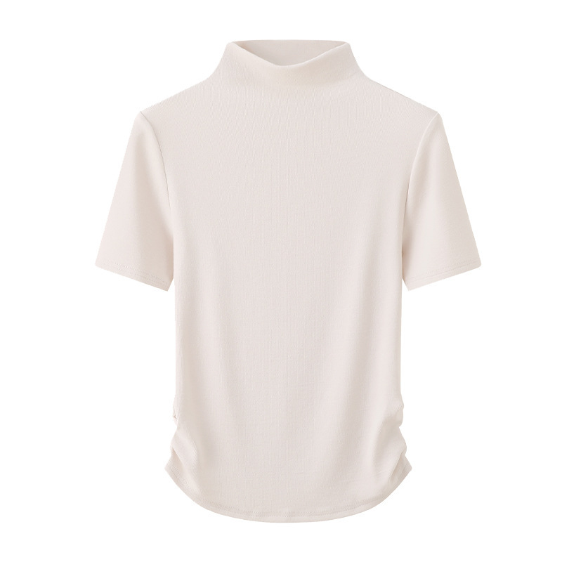 H338純粋な欲望風ハーフタートルネック半袖Tシャツ女性用夏スリムフィットインナー兼アウタートップスinsトレンド|undefined
