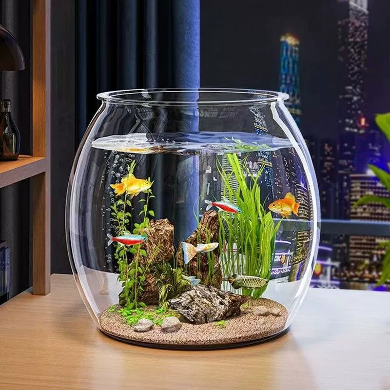 Маленький пластиковый аквариум для дома, имитация стекла, устойчивый к падениям, для гостиной, офиса, золотых рыбок, зеленых растений, ландшафтного дизайна, экологический аквариум