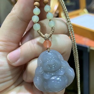 Hetian jade violet maitreya buddha ice moist delicate color beautiful carved laughing buddha happy smile is very festive