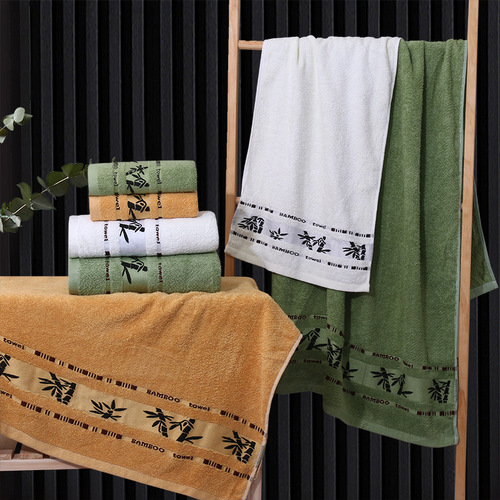 Bamboo Fiber Thick Soft Water Absorbent Adult Bath Towel Gift Embroidered Logo Large Bath Towel