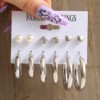 Metal square retro earrings, set from pearl, European style
