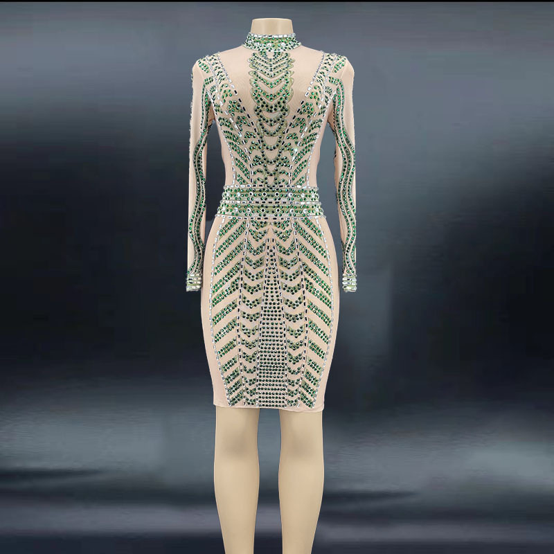 Plus Size 2024 Summer Clothing Green Sequined Women's Dress Casual Elegant Elegant Prom Dress