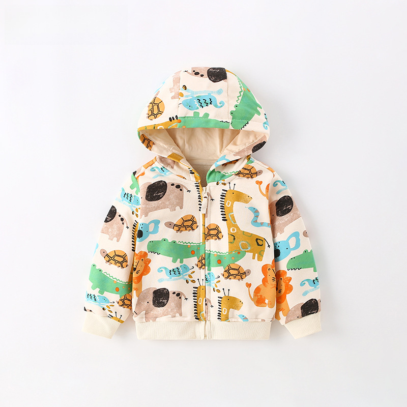 MALWEE 소년 운동복 재킷 가을, 겨울 새로운 스타일 유럽과 미국 어린이 잘 생긴 인쇄 후드 가디건 아동복