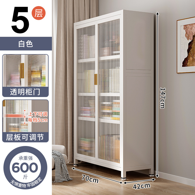 Estantería de biblioteca de acero para el hogar a prueba de polvo con puerta estantería de pared completa gabinete de almacenamiento de piso estante de almacenamiento