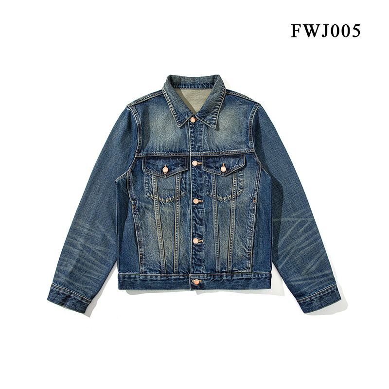 Kişi denim ceketi, retro üslub, sarı rəngli