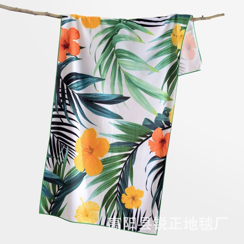 Amazon Quick-Drying Beach Towel Adult Absorbent Swimming Yoga Sports Mat Enlarged and Thickened Printed Bath Towel Wholesale
