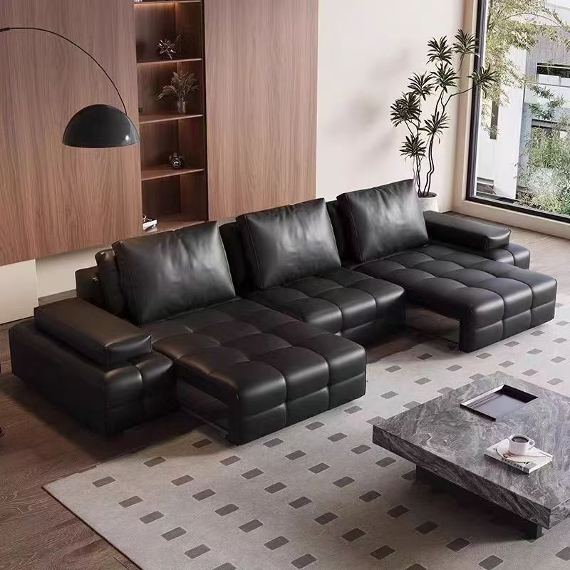 Sofá eléctrico de cuero real, sofá de control remoto inteligente, sala de estar de alta gama, sofá cama de diseño doméstico
