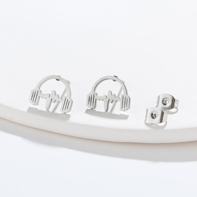 Simple Style Headset Titanium Steel Ear Studs Plating No Inlaid Stainless Steel Earrings