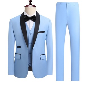 Foreign Trade Three-Piece Suit for Men 2025 New Green Fruit Collar Suit Three-Piece Suit for Men Groomsmen Suit Men's Suit