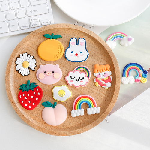 小清新水果彩虹PVC软胶贴片DIY手工饰品配饰手机壳装饰材料批发