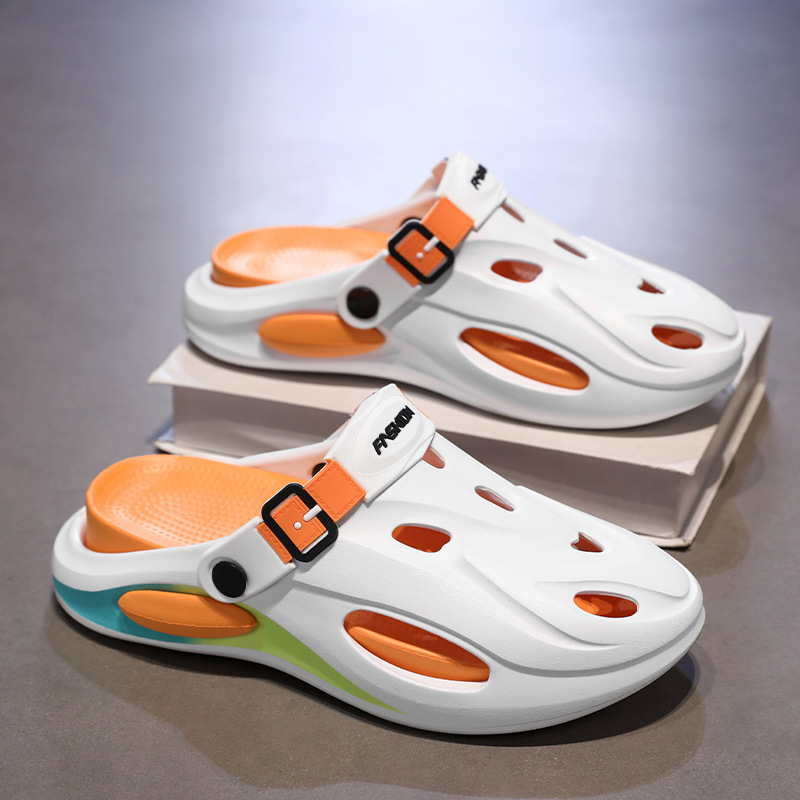 Primavera y verano cómodas sandalias de hombre de uso exterior de playa de coco hogar casual perezoso transpirable multicolor zapatos planos