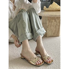 ��ʽ�߼��н^����ɫ��ЬŮ���⴩2024���¿�һ�֎�¶ֺ�ָ�����Ь