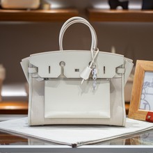 卡姿兰Birkin a I‘envers反向铂金包大容量手提包真皮配帆布女包